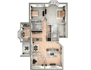 Two Bedroom Supreme with Den floor plan at Beacon Hill Senior Living Community